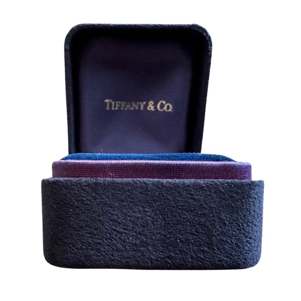 Tiffany & Co. Black Suede, Blue Velvet, Purple Silk, 2-slot Jewelry Ring Box